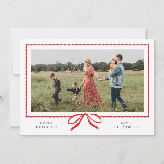 Classic Red Bow Photo  Feestdagenkaart (Voorkant)