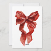 Classic Red Bow Ribbon kerstfeest uitnodiging (Achterkant)