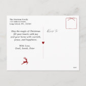 Classic Red: Bow & Trees Doodles Holiday Briefkaar Feestdagenkaart (Achterkant)