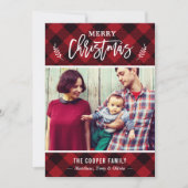 Classic Red Buffalo Pset Merry-kerstfoto Feestdagenkaart (Voorkant)