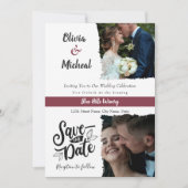 Classic Red Burgundy slaat de datum op, plaats 2 f Kaart (Voorkant)