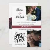 Classic Red Burgundy slaat de datum op, plaats 2 f Kaart (Voorkant / Achterkant)