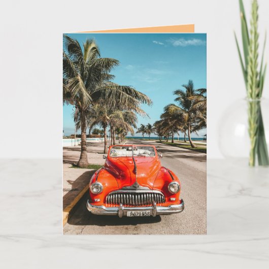 CLASSIC RED CAR BIRTHDAY Greeting Card Kaart (Voorkant)