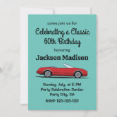 Classic Red Car Birthday Party Kaart (Voorkant)