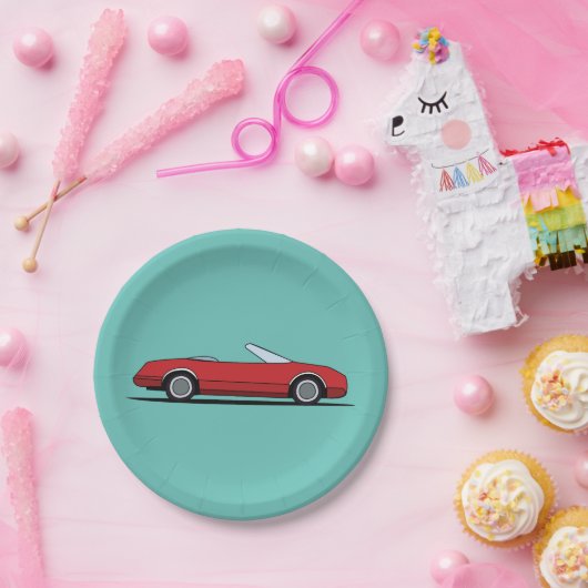 Classic Red Car Birthday Party Papieren Bordje (Feest)