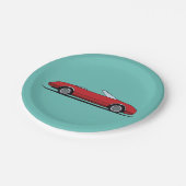 Classic Red Car Birthday Party Papieren Bordje (Gekanteld)