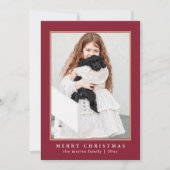 Classic Red Check Pattern Merry kerst Foto Feestdagenkaart (Voorkant)