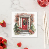 Classic Red Christmas Door Decor Napkins Servet (Insitu)