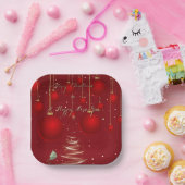  Classic Red Christmas Ornaments Christmas  Papieren Bordje (Feest)