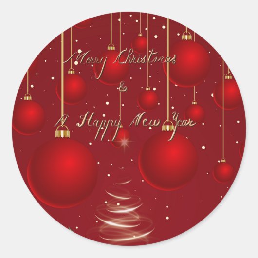  Classic Red Christmas Ornaments Christmas  Ronde Sticker (Voorkant)