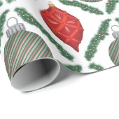 Classic Red Christmas Ornaments Wrapping Paper Cadeaupapier (Rol Hoek)