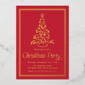 Classic Red Christmas Tree Christmas Party Folie Uitnodiging (Voorkant)