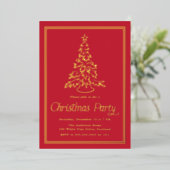 Classic Red Christmas Tree Christmas Party Folie Uitnodiging (Staand Voorkant)