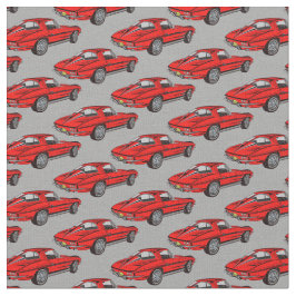 Classic Red Corvette Design Fabric Stof