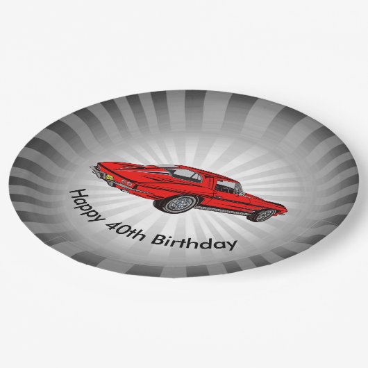 Classic Red Corvette Design Paper Party Bord (Gekanteld)