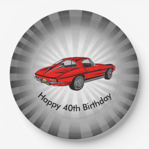 Classic Red Corvette Design Paper Party Bord