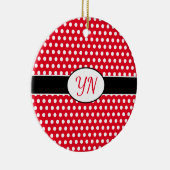 Classic Red Custom initialen Polka Dot Keramisch Ornament (Rechts)
