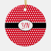 Classic Red Custom initialen Polka Dot Keramisch Ornament (Voorkant)