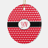 Classic Red Custom initialen Polka Dot Keramisch Ornament (Links)
