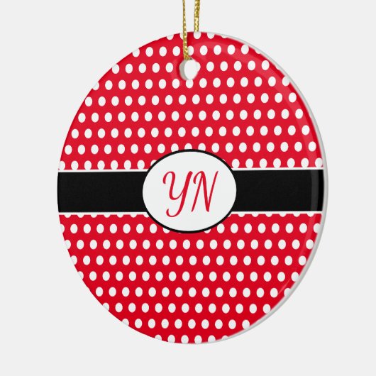 Classic Red Custom initialen Polka Dot Keramisch Ornament (Links)