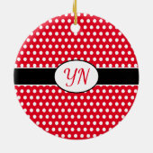 Classic Red Custom initialen Polka Dot Keramisch Ornament (Achterkant)