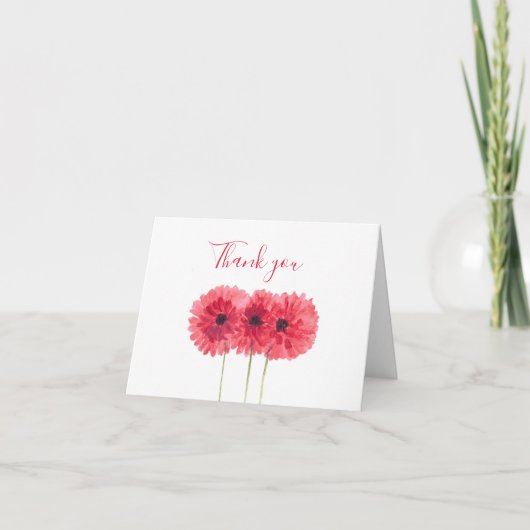 Classic Red Dahlia Floral Wedding Dank u Bedankkaart (Voorkant)