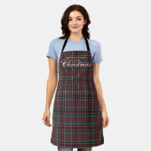 Classic Red Dark Blue Green Plaid Pattern Apron Schort (Gedragen)