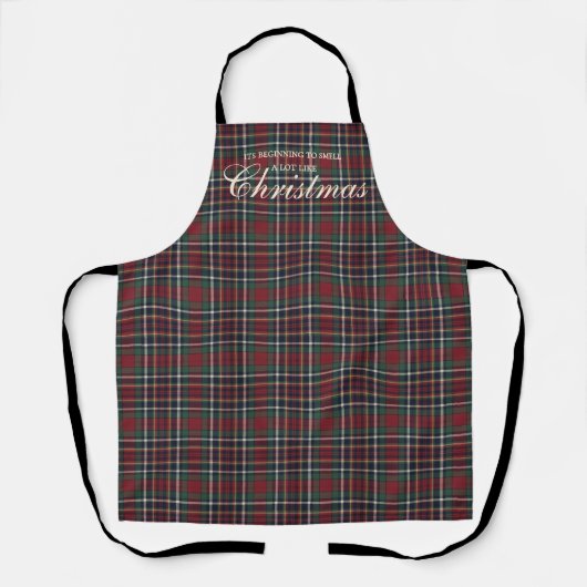 Classic Red Dark Blue Green Plaid Pattern Apron Schort (Voorkant)