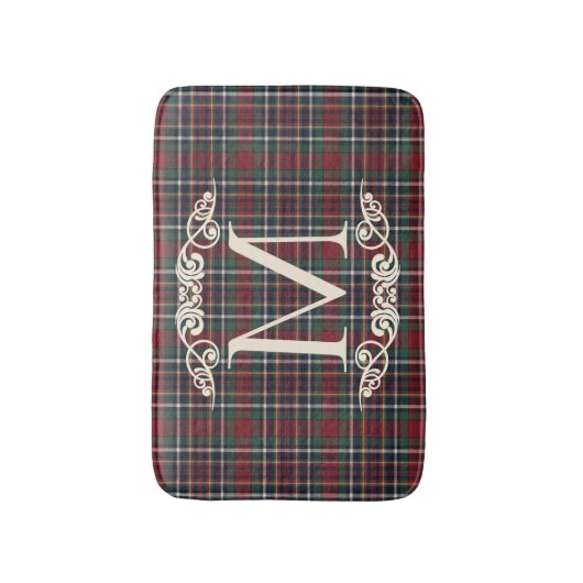 Classic Red Dark Blue Green Plaid Pattern Badmat (Voorkant Verticaal)