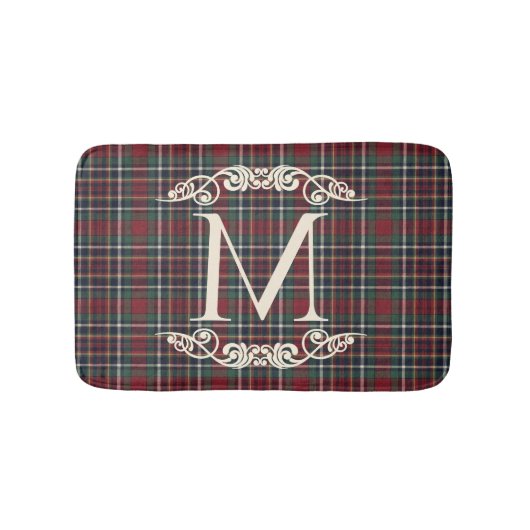 Classic Red Dark Blue Green Plaid Pattern Badmat (Voorkant)