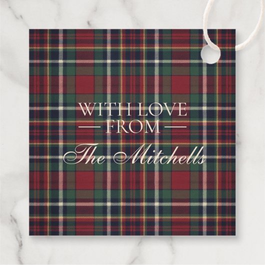 Classic Red Dark Blue Green Plaid Pattern Bedankjes Labels (Achterkant)