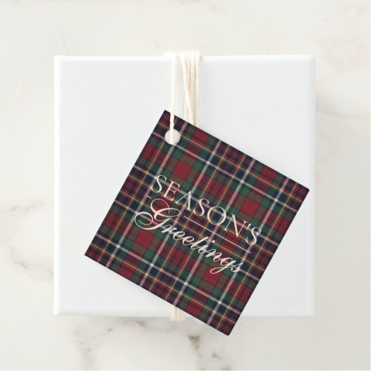 Classic Red Dark Blue Green Plaid Pattern Bedankjes Labels (In situ)