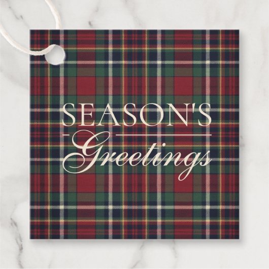 Classic Red Dark Blue Green Plaid Pattern Bedankjes Labels (Voorkant)