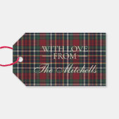 Classic Red Dark Blue Green Plaid Pattern Cadeaulabel (Achterkant Horizontaal)