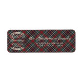 Classic Red Dark Blue Green Plaid Pattern Etiket (Voorkant)