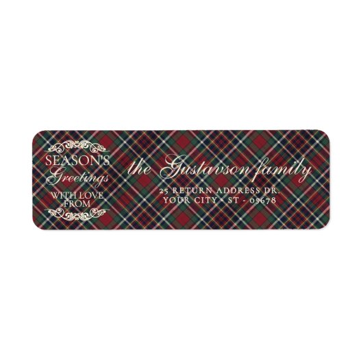 Classic Red Dark Blue Green Plaid Pattern Etiket (Voorkant)