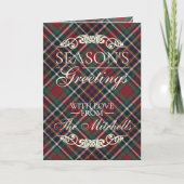 Classic Red Dark Blue Green Plaid Pattern Feestdagen Kaart (Voorkant)
