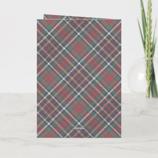 Classic Red Dark Blue Green Plaid Pattern Feestdagen Kaart (Achterkant)