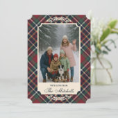 Classic Red Dark Blue Green Plaid Pattern Feestdagenkaart (Staand voorkant)