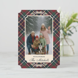 Classic Red Dark Blue Green Plaid Pattern Feestdagenkaart