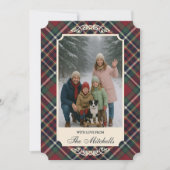 Classic Red Dark Blue Green Plaid Pattern Feestdagenkaart (Voorkant)