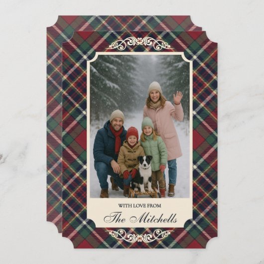 Classic Red Dark Blue Green Plaid Pattern Feestdagenkaart (Voorkant / Achterkant)