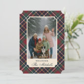 Classic Red Dark Blue Green Plaid Pattern Feestdagenkaart (Staand voorkant)