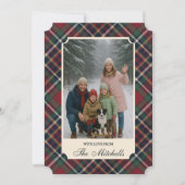 Classic Red Dark Blue Green Plaid Pattern Feestdagenkaart (Voorkant)