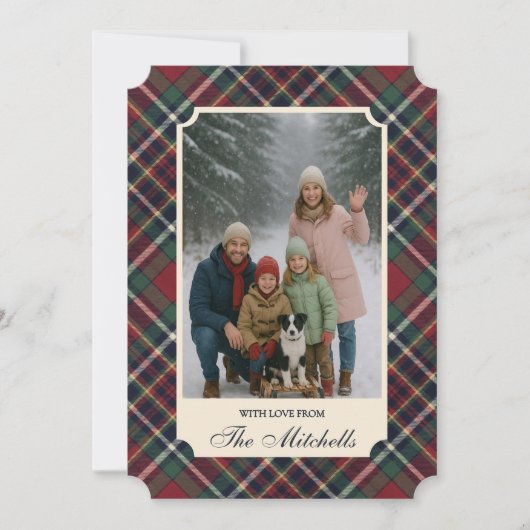 Classic Red Dark Blue Green Plaid Pattern Feestdagenkaart (Voorkant)