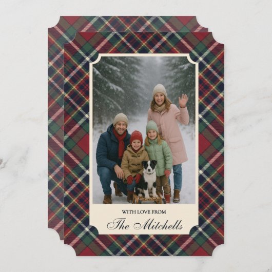 Classic Red Dark Blue Green Plaid Pattern Feestdagenkaart (Voorkant / Achterkant)