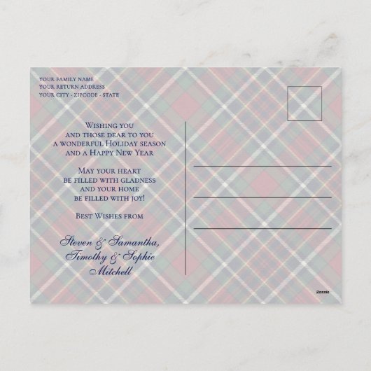 Classic Red Dark Blue Green Plaid Pattern Feestdagenkaart (Achterkant)