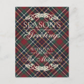 Classic Red Dark Blue Green Plaid Pattern Feestdagenkaart (Voorkant)