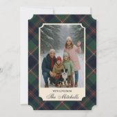 Classic Red Dark Blue Green Plaid Pattern Feestdagenkaart (Voorkant)