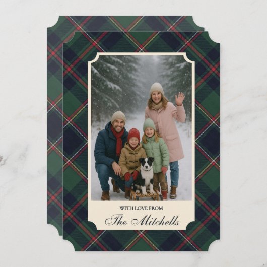 Classic Red Dark Blue Green Plaid Pattern Feestdagenkaart (Voorkant / Achterkant)